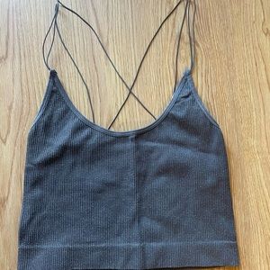 Urban Outfitters Out From Under Gray Sparkly Ribbed Cropped Tank